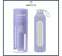Water Bottle 1L Glass Wessper B1 BOROSILICATE Lavender with Silicone Case BPA...