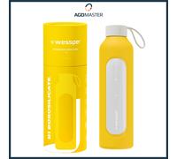 Water Bottle 1L Glass Wessper B1 BOROSILICATE Sun with Silicone Case BPA Free