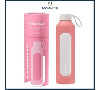 Water Bottle 1L Glass with Silicone Sleeve, Time Marker, BPA Free, Borosilica...