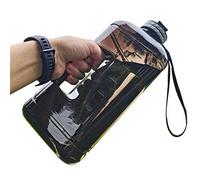 Water Bottle 2.2 Litre Triangular Extra-Strong 100% Leak proof Eco Plastic BPA Free 2.2L Large Half Gallon Gym Water Jug with Handle Time Marking (2.2L Black)