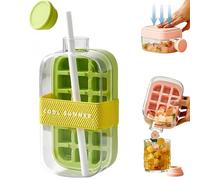 Water Bottle,2-in-1 Ice Cube Maker Bottle with Straw, Portable Ice Mold Cup, Easy Release Press Ice Tray, Reusable Summer Drink Bottle, Leakproof, BPA Free, 800ml (Green, 800ml)