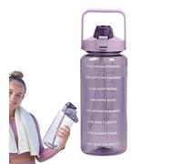 Water Bottle - 2L, Leakproof Straw Bottle, Time Marker Design | Portable Sports Drinking Cup With Handle, Reusable Fitness Hydration Container For Gym Cycling Picnic