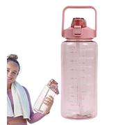 Water Bottle - 2L, Leakproof Straw Bottle, Time Marker Design | Portable Sports Drinking Cup With Handle, Reusable Fitness Hydration Container For Gym Cycling Picnic