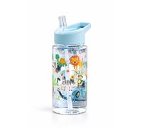 Water Bottle, 500 ml, Reusable Bottle with Flip-Up Straw, Leak-Resistant Lid & Carry Handle, Choice of Designs (Italian Brainrot, Fantasy, Dinosaur, Jungle, Flower Ice Cream) - Jungle