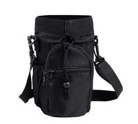 Water Bottle Bag, Storage Bag with Cold Cup Holder, Adjustable Strap, Shoulder Case, Waterproof, Large Capacity Storage Bag for Mountain Climbing, Travel, Fishing, Outdoors, Lightweight, black, see