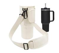 Water Bottle Boldita - 40oz Water Bottle Cover Insulated Flies - Neoprene Water Bottle Carrier Bag with Adjustable Shoulder Strap, Water Bottle Holder Bag, White/Dark Grey Heather, Consulte la