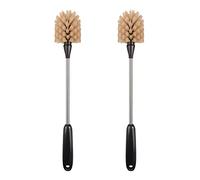 Water Bottle Brush - 38cm Stainless Steel Long Handled Water Bottle Brush for Mugs, Coffee Cups, Wine Glasses, Kitchen Scrubber Cleaning Brush 2 Pieces Brown