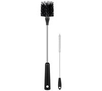 Water Bottle Brush with Straw Cleaner, 15 Inches Stainless Steel Handle Baby Bottle Brush Cleaner, Kitchen Scrub Cleaning Brushes for Cup, Wine Glasses, Coffee Mugs, Tumblers, Wine Decanters, Black