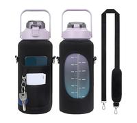 Water Bottle Carrier Bag 1PC Sport Water Bottle Bag Half Gallon 64 OZ Insulated Mug Holder with Shoulder Strap Phone Pocket for Men Women Jug for Fitness for Travelling(Black)