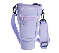 Water Bottle Carrier Bag 40oz Neoprene Water Bottle Carrier Bag Cup Sleeve with Adjustable Shoulder Strap Water Bottle Holder Pouch for Travelling(Purple)
