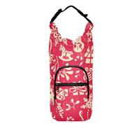 Water Bottle Carrier Bag Merry Christmas Elements Cartoon Red Zippered Drawstring Backpack with Pockets And Water Bottle Holder Hiking Water Bottle Backpack,Fits 20 oz, 24 oz, 32 oz,40 oz bottles