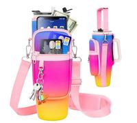 Water Bottle Carrier Bag with Phone Pocket Compatible for Stanley,Mebiusyhc,Meoky 40 oz Tumbler with Handle,Neoprene Water Bottle Holder with Adjustable Strap Compatible for Stanley Cup Accessories