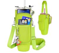 Water Bottle Carrier Bag with Phone Pocket Compatible with Stanley/Meoky 40 oz Tumbler with Handle,Water Bottle Holder Pouch with Adjustable Strap Compatible with Stanley Cup Accessories,Fruit Green