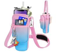 Water Bottle Carrier Bag with Phone Pocket Compatible with Stanley/Meoky 40 oz Tumbler with Handle,Water Bottle Holder Pouch with Adjustable Strap Compatible with Stanley Cup Accessories