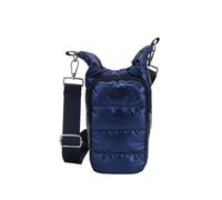 Water Bottle Carrier Bag with Phone Pocket Puffer Tote Bag Quilted Crossbody Shoulder Bag Water Bottle Holder with Strap, Blue
