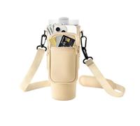 Water Bottle Carrier Bag with Phone Pocket Stanley Cream Water Bottle Holder Sleeve with Strap Carrier Tumbler Pouch for Stanley Cup 30 40oz (Cream)