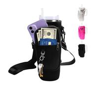 Water Bottle Carrier Bag with Strap for Stanley Cup 40oz/30oz with Phone Pocket, Neoprene Cross-Body Insulated Water Bottle Holder for Tumbler with Handle, Stanley Cup Accessories, Black