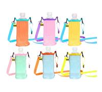 Water Bottle Carrier, Mesh Water Bottle Sling, Set of 6 Mesh Drinking Container Holder with Adjustable Strap for Travel Climbing Sports