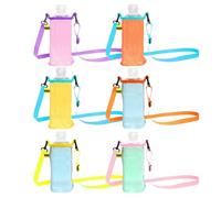 Water Bottle Carrier with Strap, Bottle Carrying Pouch, Set of 6 Drinking Container Pouch with Adjustable Strap for Cycling Picnic
