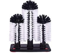 Water Bottle Cleaning Brush Glass Cup Washer with Suction Base 3 Head Bristle Brush for Beer Cup, Long Leg Cup, Red Wine Glass and More Bar Kitchen Sink Home Tools