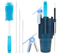 Water Bottle Cleaning Brush Kit, Multifunctional Bottle Brush and Long Straw Cleaner Brush for Owala/Stanley/Yeti Water Bottle Cup