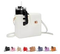 Water Bottle Crossbody Bag for Stanley Cup 40oz, PU Leather Shoulder Bag with Detachable Strap, Multi-Pocket Purse with Bottle Holder, Fits Most Tumblers - Ideal for Travel, Work & Daily Use (white)