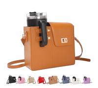 Water Bottle Crossbody Bag for Stanley Cup 40oz, PU Leather Shoulder Bag with Detachable Strap, Multi-Pocket Purse with Bottle Holder, Fits Most Tumblers - Ideal for Travel, Work & Daily Use (brown)