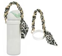 Water Bottle Handle Strap Compatible with 8-40oz Owala Stanley HydroJug Tumbler Leopard Print Grosgrain Ribbon Chain with High Elasticity Silicone Strap Owala Accessories & Stanley Cup Accessories