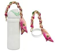 Water Bottle Handle Strap Compatible with 8-40oz Owala Stanley HydroJug Tumbler Spring Floral Grosgrain Ribbon Chain with High Elasticity Silicone Strap Owala Accessories & Stanley Cup Accessories