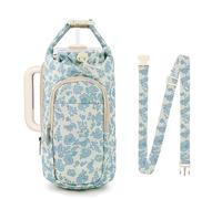 Water Bottle Holder Bag with Strap, Quilted Floral Bag for Stanley Cup, 40/32 oz Crossbody Bag Gym Accessories, Water Bottle Carrier Bag with Phone Pocket for Men Women Hiking Travelling Camping(Blue)