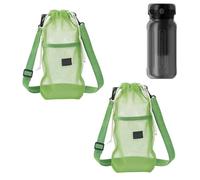 Water Bottle Holder - Bottle Carrier Bag | Drink Carrier, with Strap 2pcs Adjustable Mesh Bag, Side Pocket Portable Bottles Sling, Lightweight Outdoor Design, Gym Hiking Travel School Campin