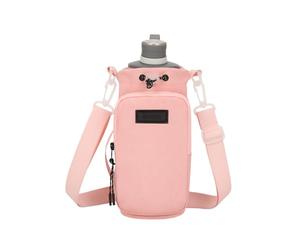 Water bottle holder with strap, a strap with a water trap and a reliable buckle stays secure, so even during active movements, it will easily fall off during the simple carrier, pink, Se référer au
