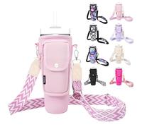 Water Bottle Holder with Strap for Stanley Cup 40/30oz, Insulated Neoprene Stanley Cup Holder with Strap for Tumbler with Handle Stanley Carrier Bag Cross-body Bag for Walking