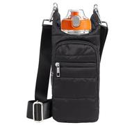 Water Bottle Holder with Strap Water Bottle Carrier Bag Quilted Puffer Sling Purse Crossbody Hydro Bag for Women Walking Hiking