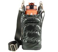 Water Bottle Holder with Strap Water Bottle Carrier Bag with Strap Quilted Puffer Hydrobag Sling Purse Crossbody Bags for Women Walking Hiking Cycling, Olive, 4.75*4.75*11 inches
