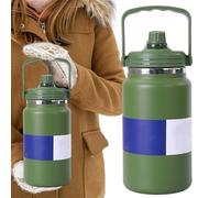Water Bottle Insulated, Leakproof Stainless Steel Flask, Large 4l Portable Water Bottle for Beach, School, Sports, Camping, Outdoor Hiking, Travel, Cycling, 5.91x13.39x4.69 Inches