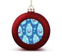 Water Bottle Pattern Christmas Ball Ornaments - Red Shatterproof Plastic Vintage Rustic Xmas Tree Decorations Pendant for Family Holiday Wedding Party Xmas Hanging Decoration
