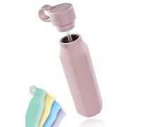 Water Bottle - Silicone Bottle with One-Handed Opening & Pop-up Lid - Leak-Proof, Dishwasher Safe, BPA-Free, Tasteless - Perfect for School, Work, Sports & On the Go | 500 ml (Pastel Pink)