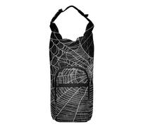 Water Bottle Sling Sleeve Bag, Bottle Carrier Holder Case Cover with Removable Strap Travel Cup Mug Storage with Pockets Vintage Spider Web Against Retro Black Halloween Wall