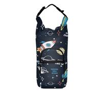 Water Bottle Sling Sleeve Bag, Bottle Carrier Holder Case Cover with Removable Strap Travel Cup Mug Storage with Pockets Space Doodle Cartoon Space Rockets, Planets, Stars, Moon