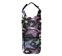 Water Bottle Sling Sleeve Bag, Bottle Carrier Holder Case Cover with Removable Strap Travel Cup Mug Storage with Pockets Shiny Sparkles and Sequins in the Form of Stars on a Dark