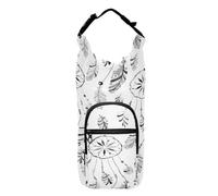 Water Bottle Sling Sleeve Bag, Bottle Carrier Holder Case Cover with Removable Strap Travel Cup Mug Storage with Pockets Boho Bull Skull Ethnic Dreamcather Feathers Arrows Floral Flower
