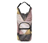 Water Bottle Sling Sleeve Bag, Bottle Carrier Holder Case Cover with Removable Strap Travel Cup Mug Storage with Pockets Marble Granite Agate Purple Pink Gold Black Art Paint Triangle