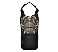 Water Bottle Sling Sleeve Bag, Bottle Carrier Holder Case Cover with Removable Strap Travel Cup Mug Storage with Pockets Vintage Retro Neon Signs of the Zodiac Cancer on Dark