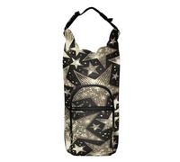Water Bottle Sling Sleeve Bag, Bottle Carrier Holder Case Cover with Removable Strap Travel Cup Mug Storage with Pockets Gold Golden Shiny Sparkles and Sequins in the Form of Stars