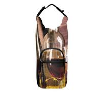 Water Bottle Sling Sleeve Bag, Bottle Carrier Holder Case Cover with Removable Strap Travel Cup Mug Storage with Pockets Decanter with Red Wine and Glass Ancient Background Style