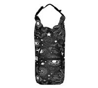 Water Bottle Sling Sleeve Bag, Bottle Carrier Holder Case Cover with Removable Strap Travel Cup Mug Storage with Pockets Black Space Galaxy Zodiac Stars Sun Moon Cloud Planets