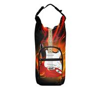 Water Bottle Sling Sleeve Bag, Bottle Carrier Holder Case Cover with Removable Strap Travel Cup Mug Storage with Pockets Burning Fire Flaming Guitar with Music Notes Fireworks