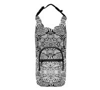 Water Bottle Sling Sleeve Bag, Bottle Carrier Holder Case Cover with Removable Strap Travel Cup Mug Storage with Pockets Ethnic Tribal Boho Paisley Tattoo Mandala Flower Monochrome