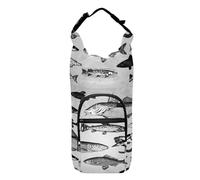 Water Bottle Sling Sleeve Bag, Bottle Carrier Holder Case Cover with Removable Strap Travel Cup Mug Storage with Pockets Retro Underwater Marine Fish Drawings Set Icons Vintage Style